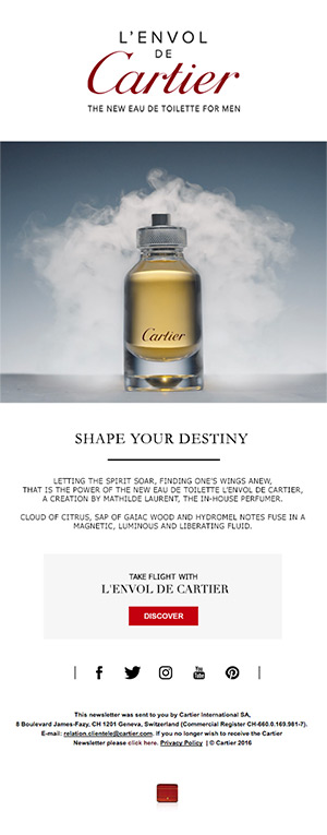 L'ENVOL DE CARTIER SHAPE YOUR DESTINY newsletter newsletters e-mailing emailing